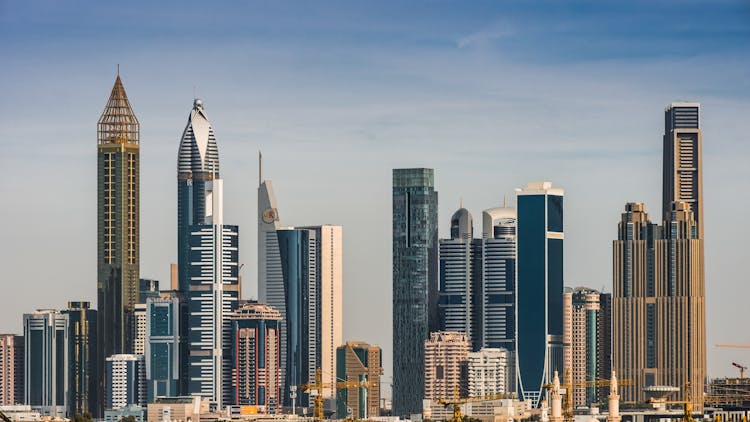 Panorama Of City Skyline In Dubai Emirates