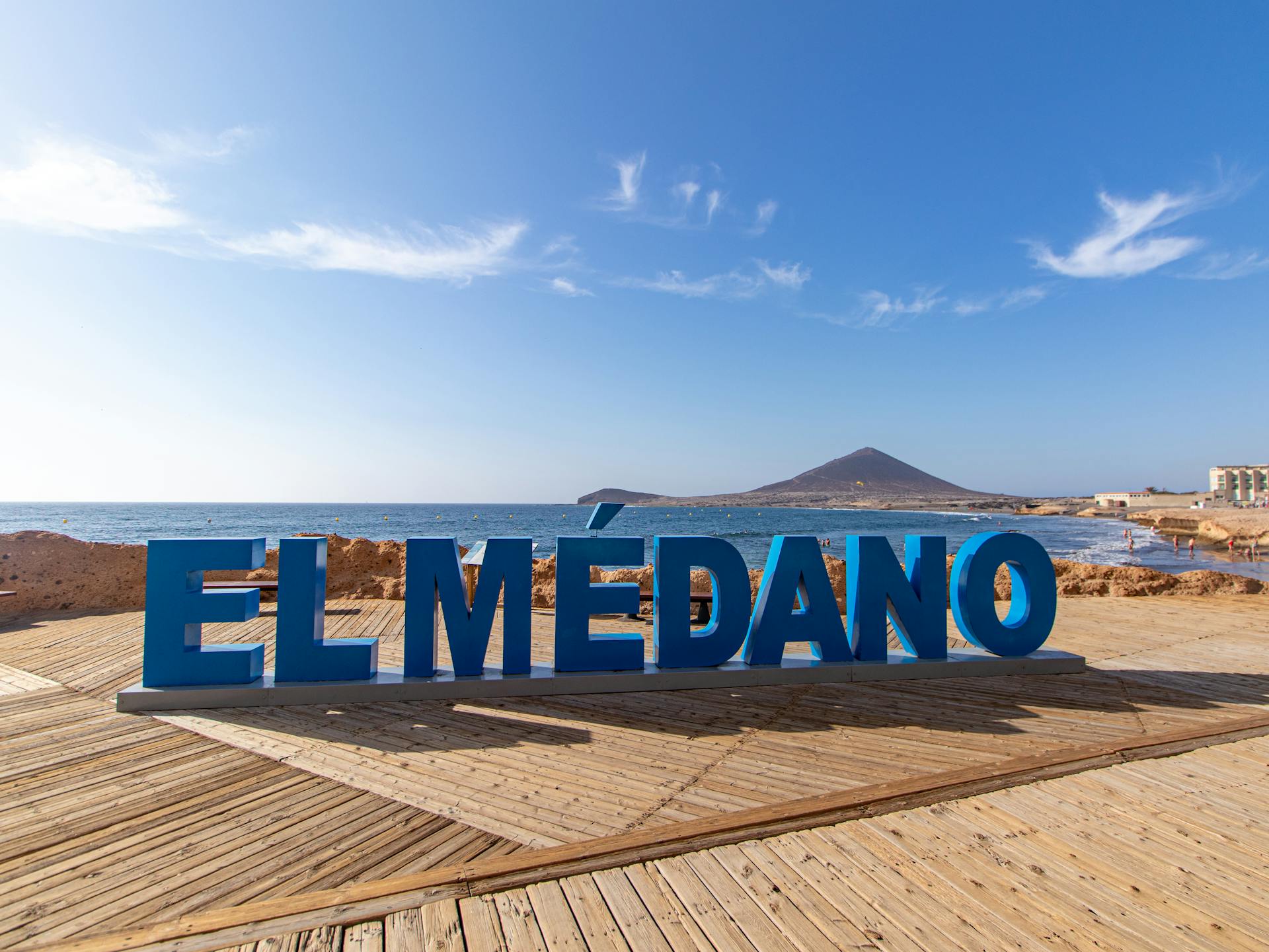 El Medano Beach Welcome Sign in Canary Island