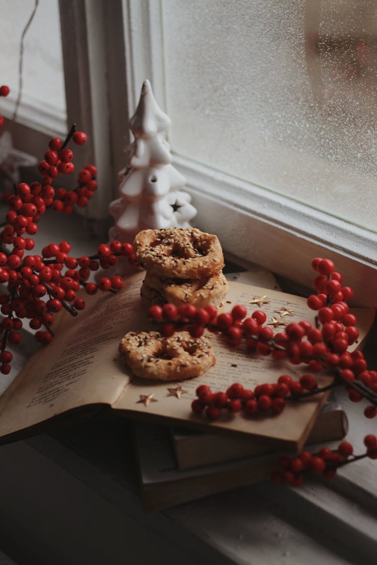 Cookies And Berries On Book