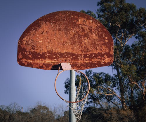 Foto profissional grátis de abandonado, anel de basquete, árvores