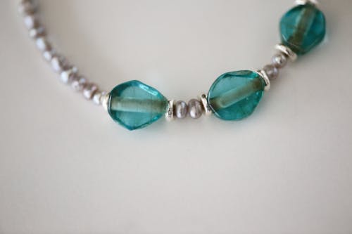 Silver and Teal Beaded Bracelet