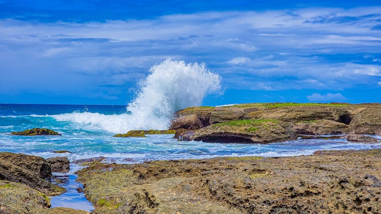 Wave Crushing On Sea Shore