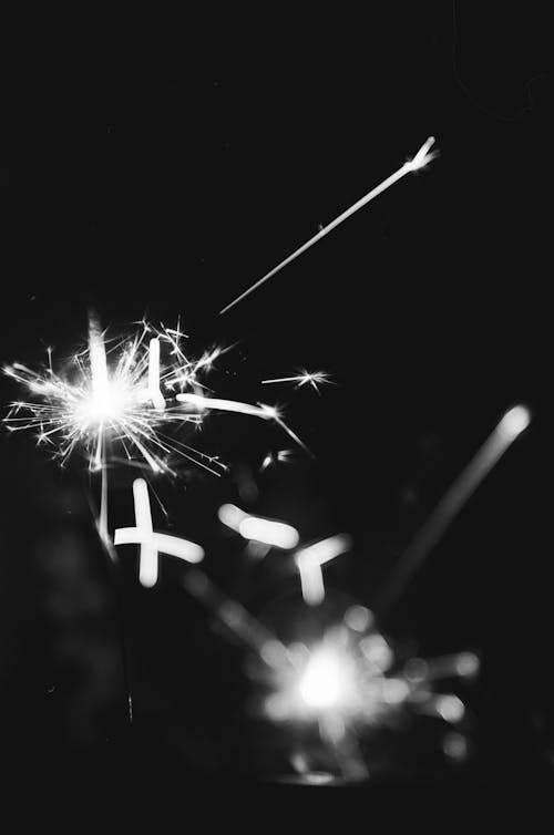 Free Photo of Lighted Sparklers Stock Photo