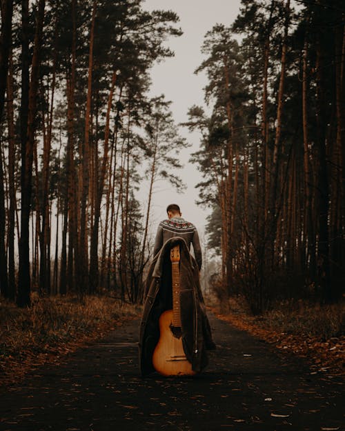 Gratis stockfoto met Bos, gitaar, jas