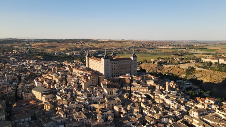 A Aerial Shot Of A City On Spain