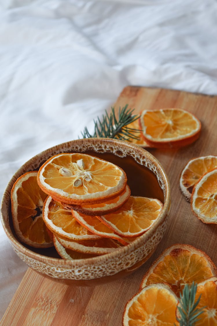 Dried Orange Slices On A Bowl