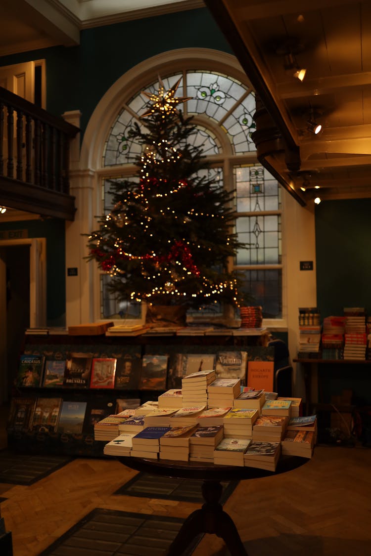 Christmas Tree Inside A Bookstore