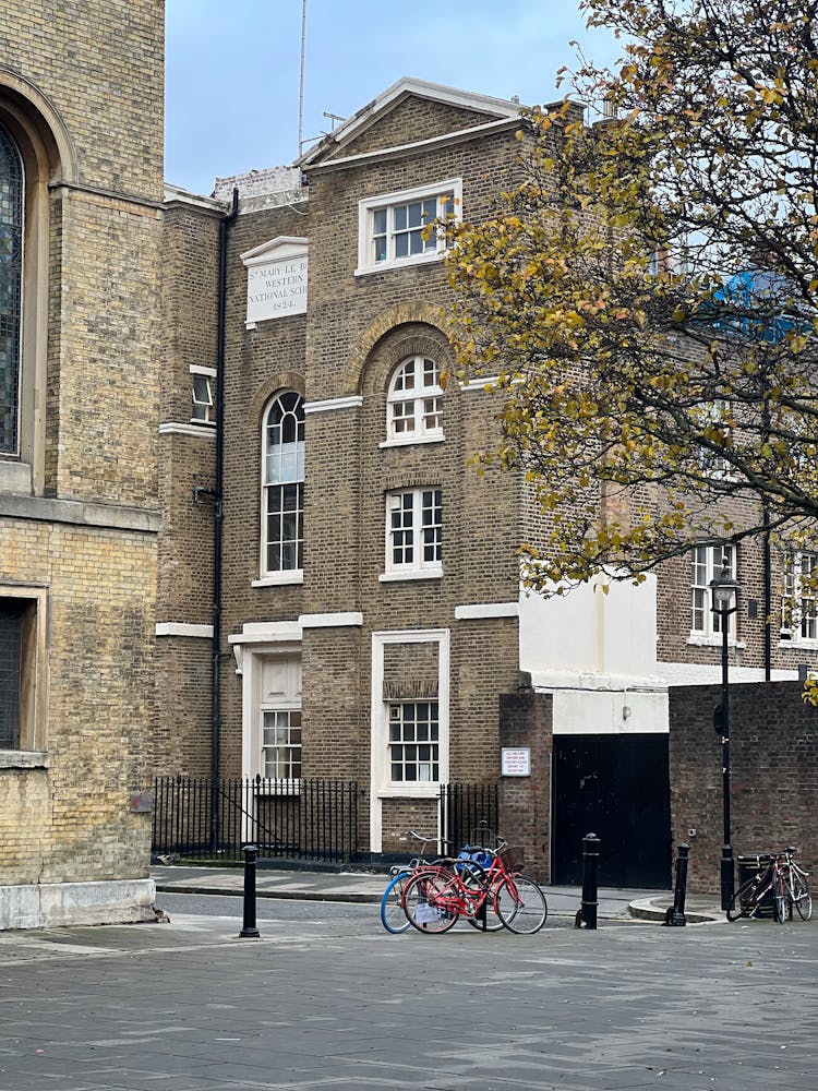 City And Bicycles Parked In The Street 