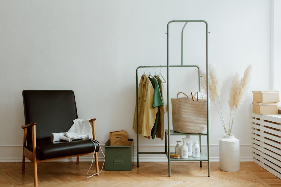 Comparing Corner Racks vs Wooden Racks: A Guide to Choosing the Best Storage Solution for Your Tiny Home Tiny home interior with corner rack and wooden rack storage