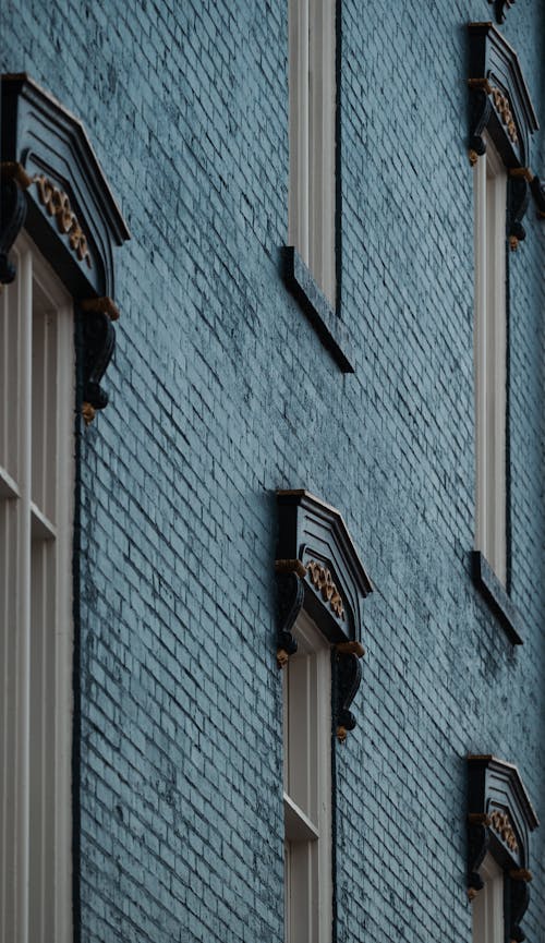 Blue Brick Wall and Windows
