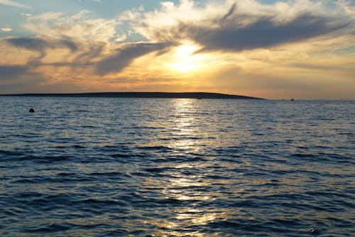 Blue Sea Under a Beautiful Sunset