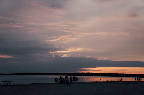 Silhouette of People on the Beach