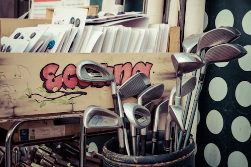 Free Golf Club in Black Golf Bag Stock Photo
