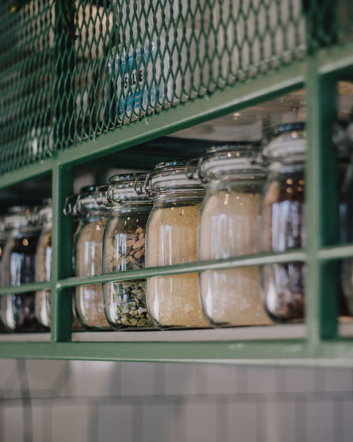Jars on a shelf