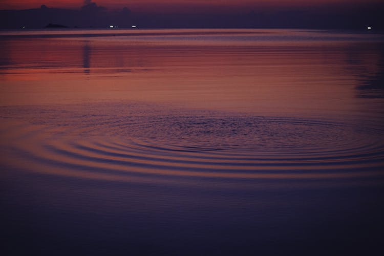 Circles On Water At Dusk