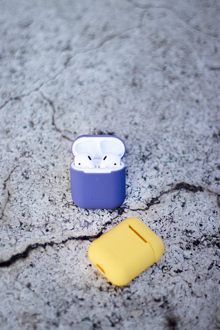 Close Up Of Colorful Airpods Cases