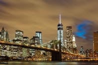 从布鲁克林大桥可以欣赏到纽约市照明天际线的壮丽夜景