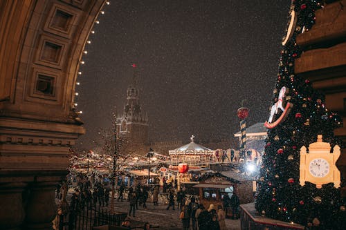 Gratis stockfoto met kerstmarkt, nacht, plaats
