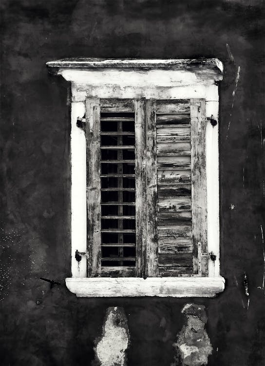 Grayscale Photo of Window