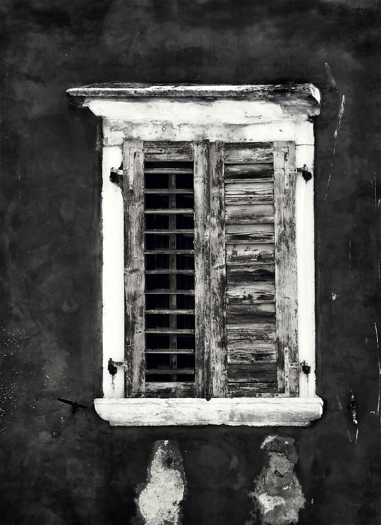 Grayscale Photo Of Window