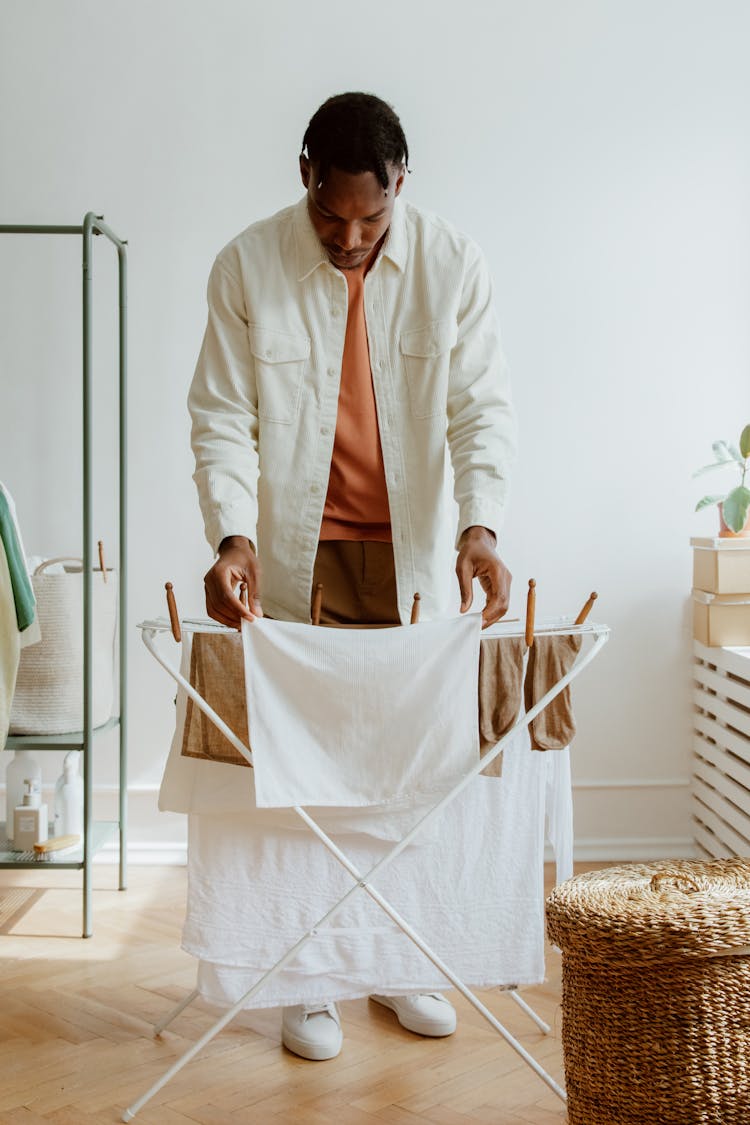 Man Hanging Clean Laundry