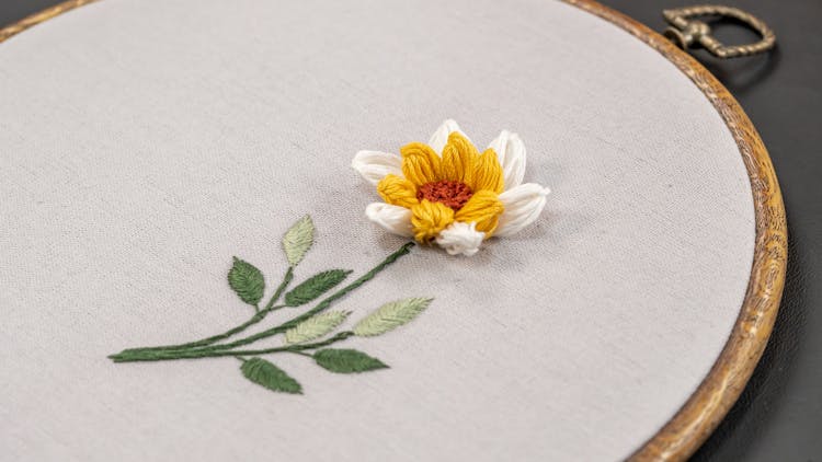 Close-up Of An Embroidered Flower 