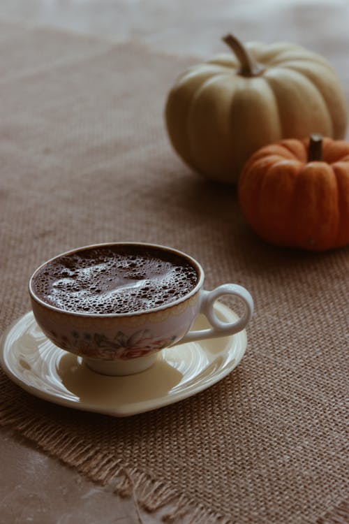 Free Hot Chocolate Drink on a Ceramic Cup  Stock Photo