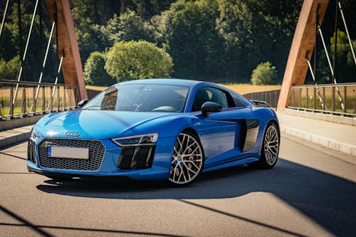 Free A Blue Audi R8 Parked on the Road Stock Photo