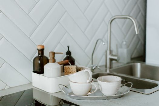 minimalist under-sink organization with clear bins