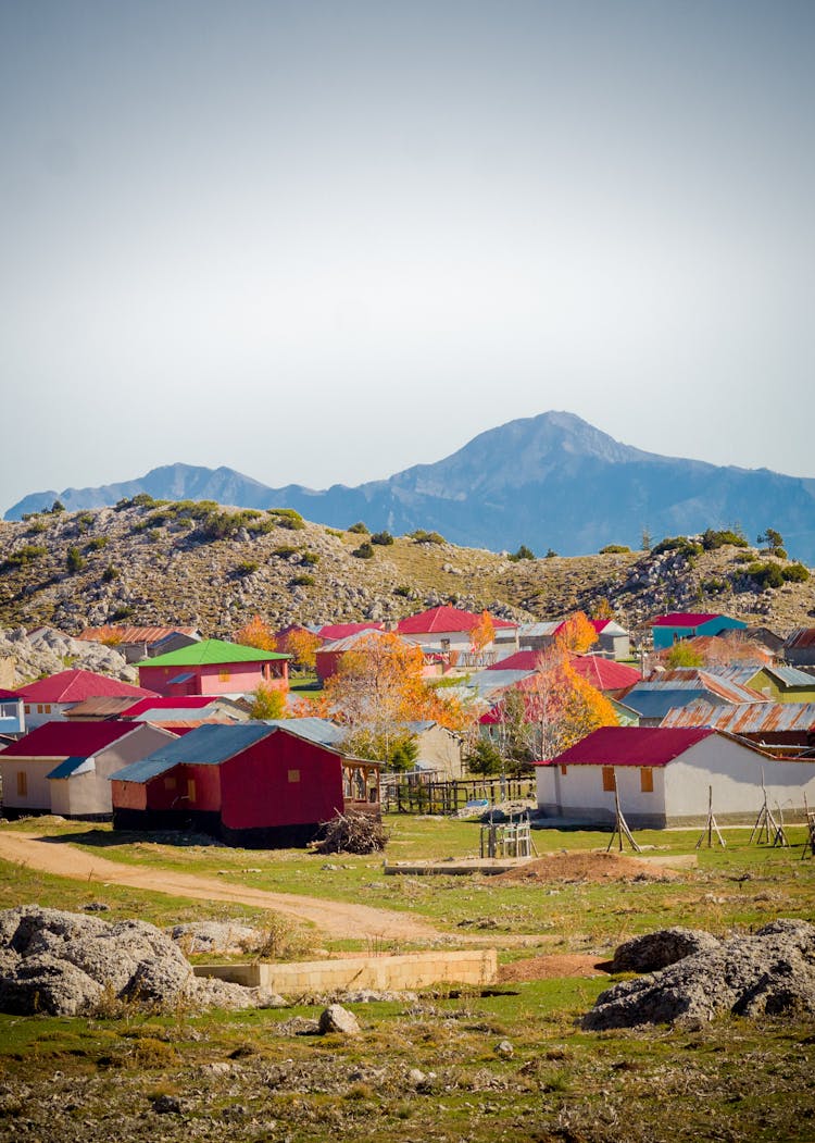 A Colorful Houses Near The Mountain