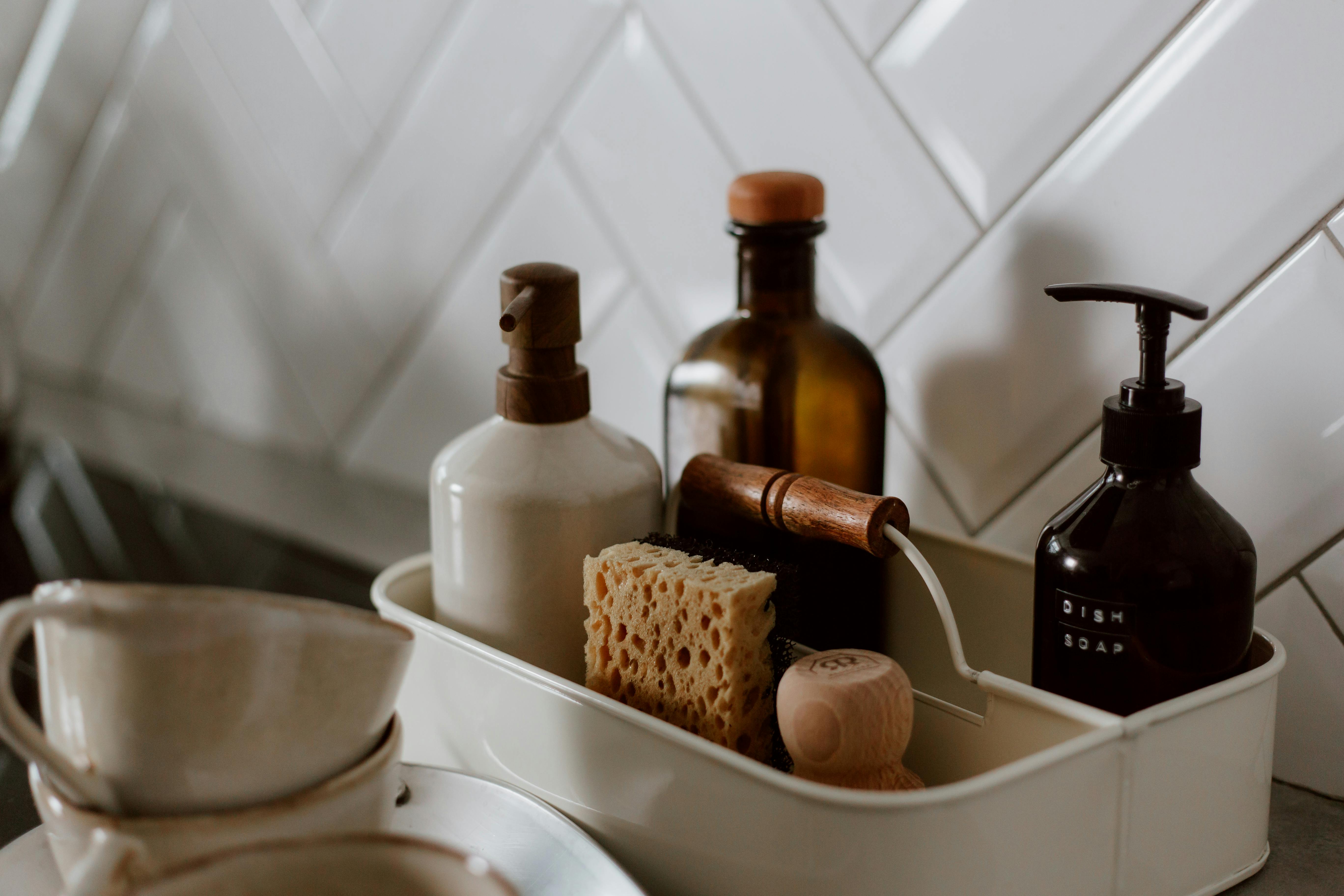 Close-up View of Kitchen Cleaning Equipment