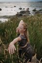 A High Angle Shot of a Woman Dancing on the Field