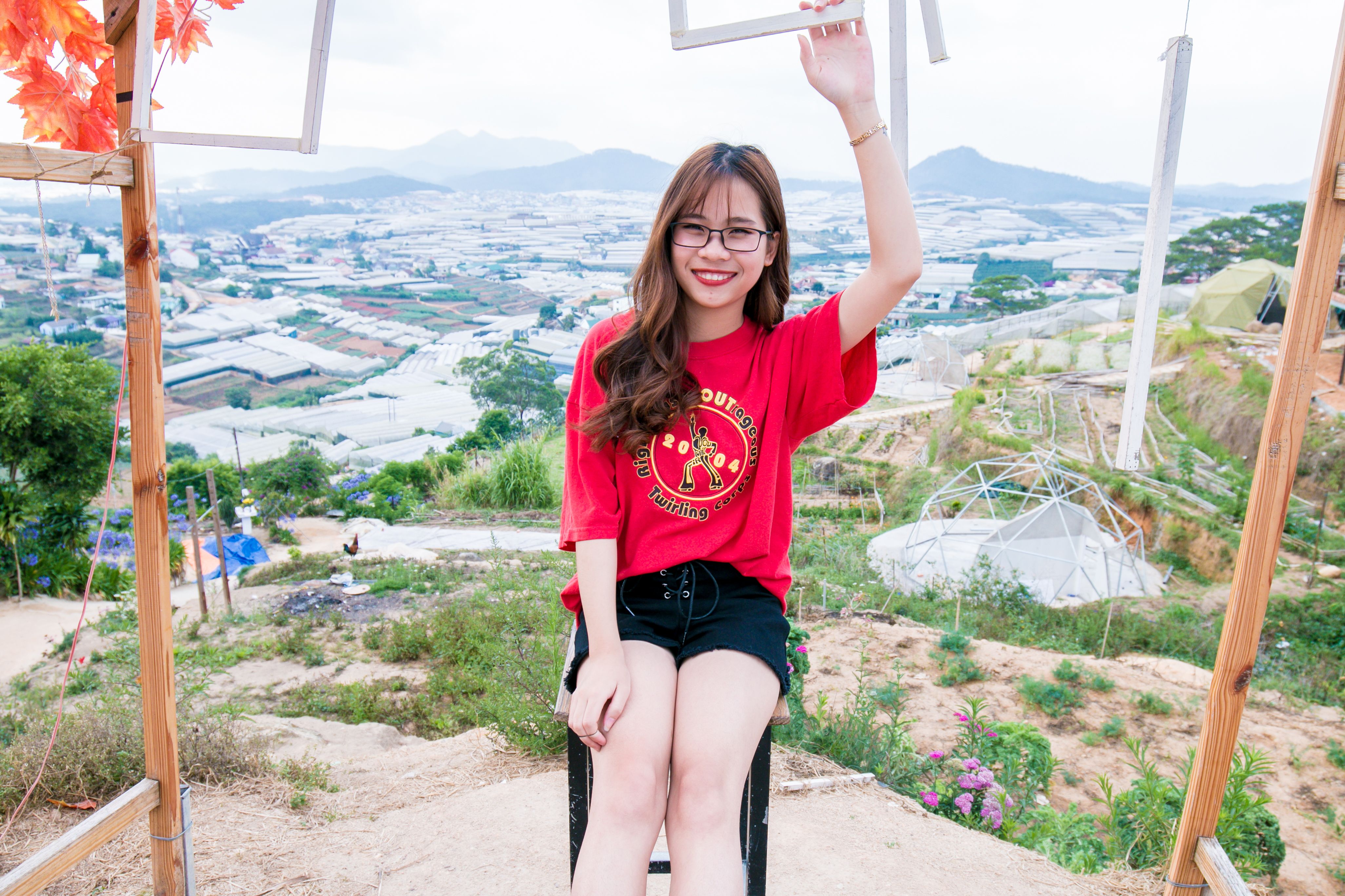 Woman Wearing Red Shirt and Black 