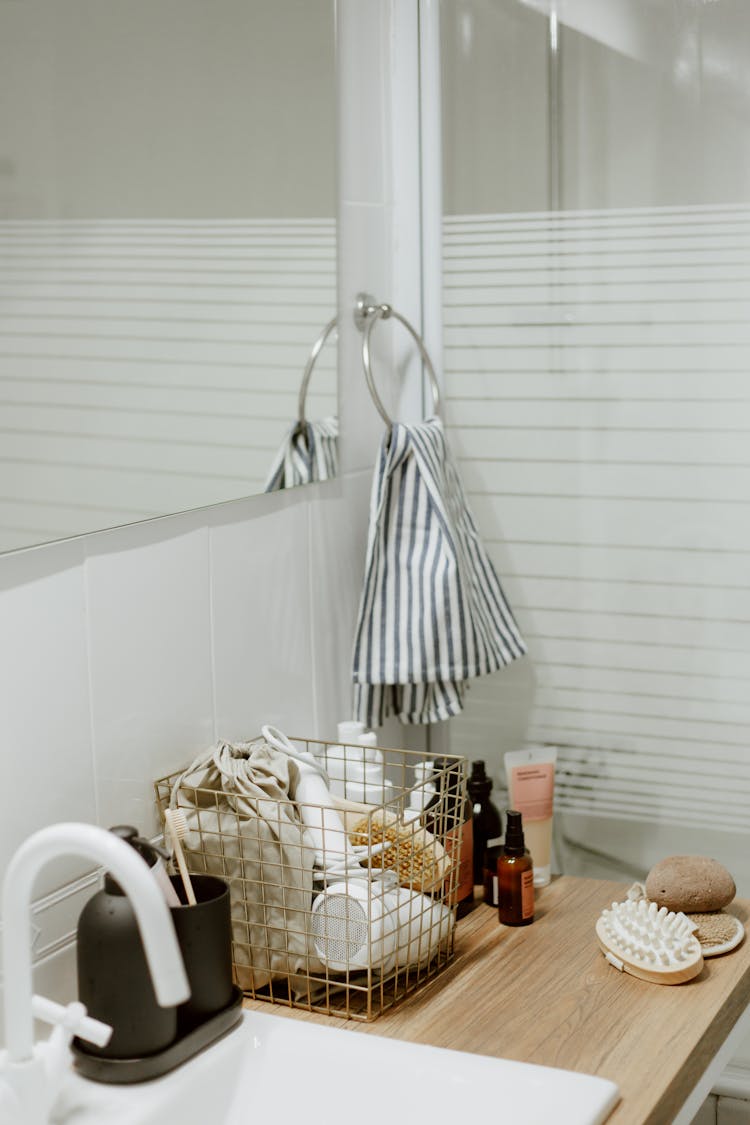 Bathroom Corner With Cosmetics 