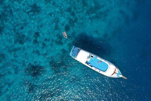 Free Drone Photography of Yacht on Sea Stock Photo