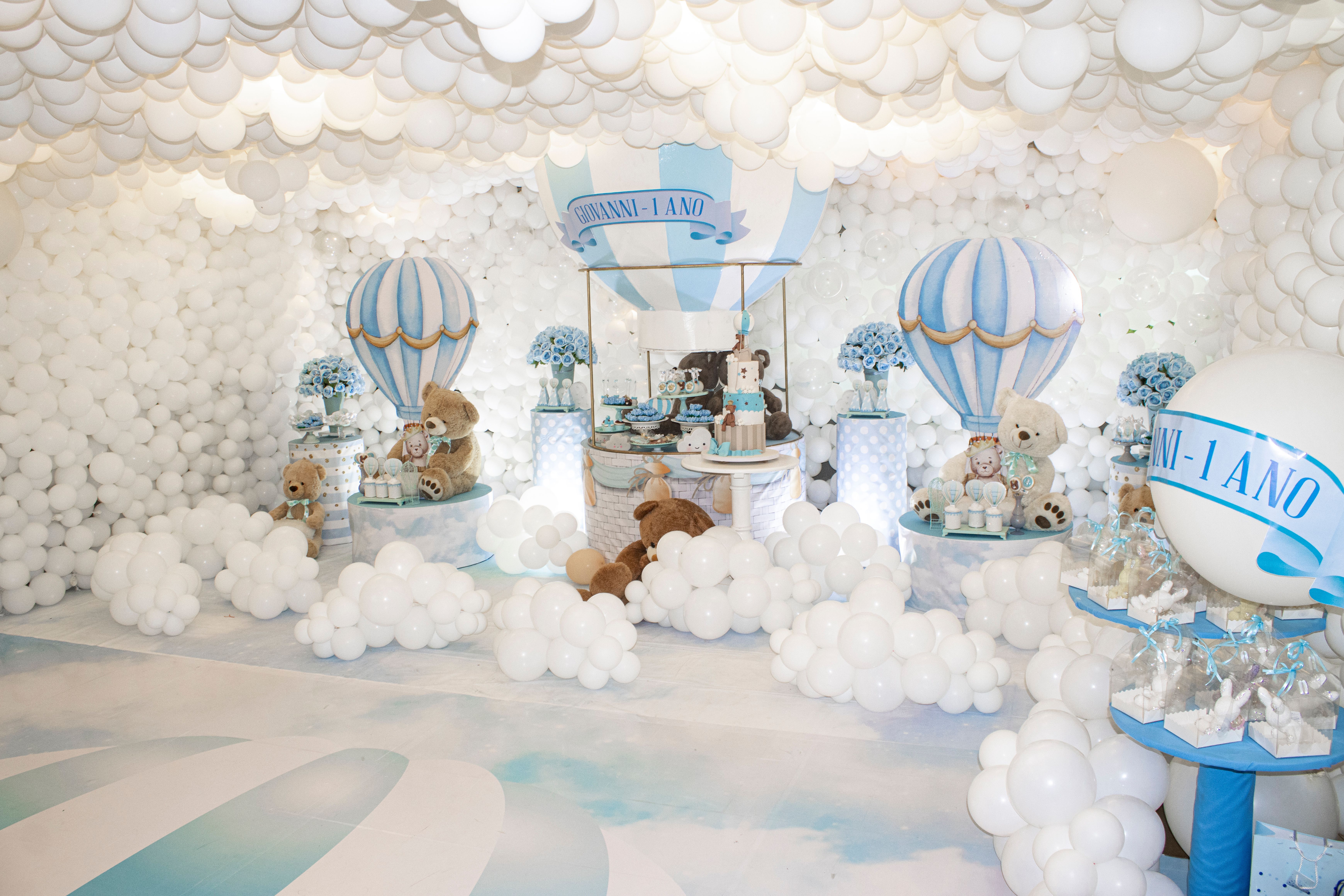 White Balloon Theme Birthday Decoration