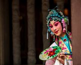 Woman in Blue and Pink Floral Kimono