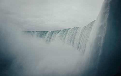 Strong Pressure of Water Flowing on a Waterfalls
