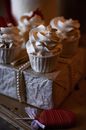 White Icing on Silver Cupcake Holder
