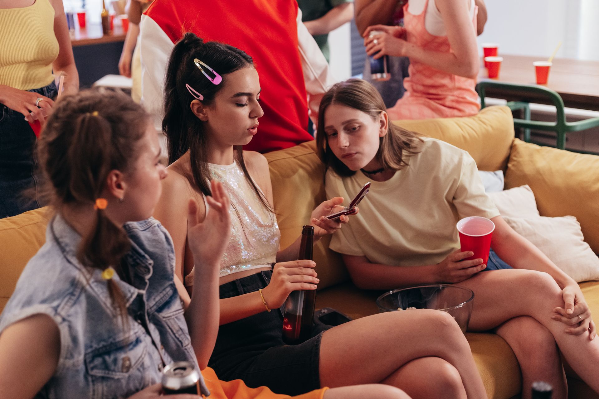 Young Women Looking at a Mobile Phone