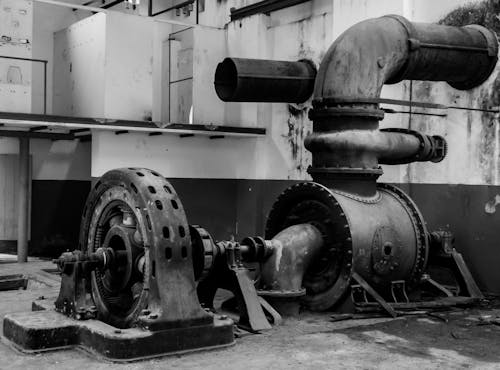 グレースケール写真, 古い機械, 工業用の無料の写真素材