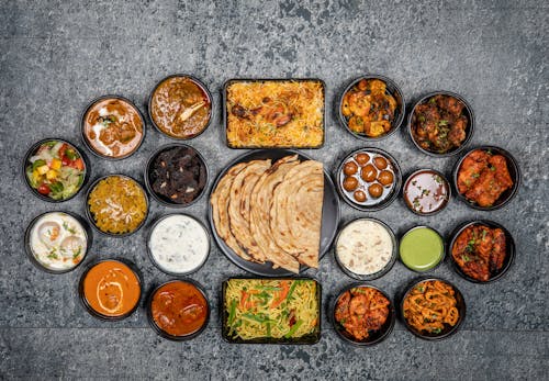 Indian Foods on a Surface