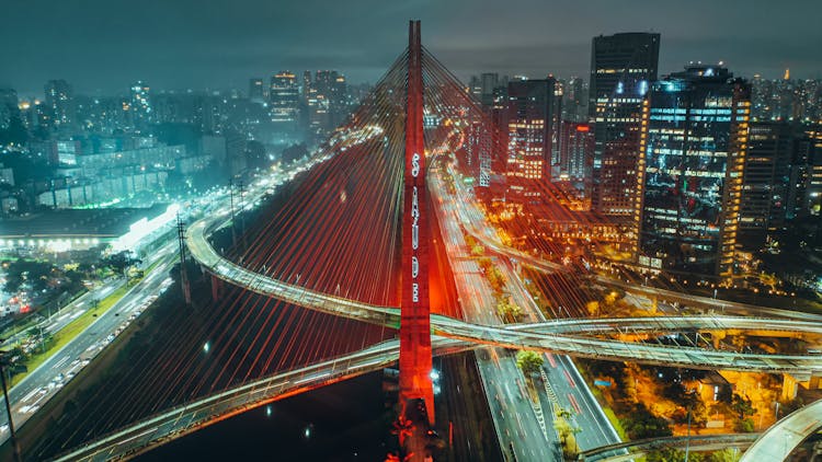 An Aerial Shot Of The Sao Paulo City At Night