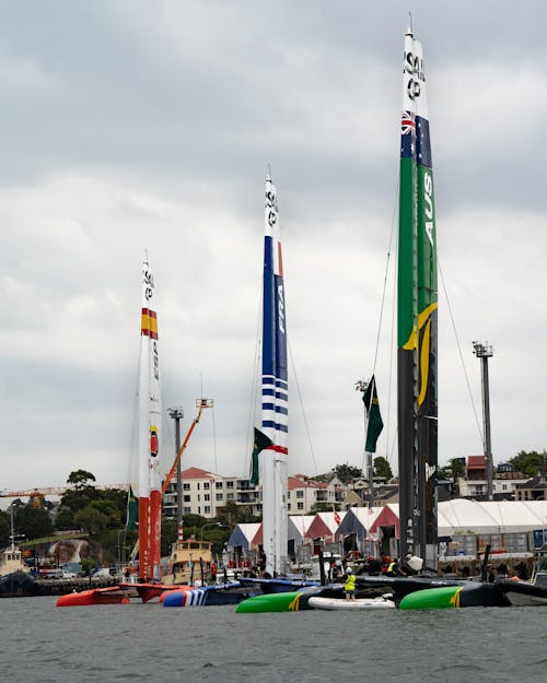 Free F50 Foiling Catamarans at the SailGP in Australia Stock Photo