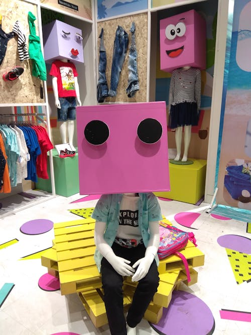 Mannequin Wearing Pink Box