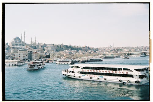Ferries on Istanbul Coast near Hagia Sophia