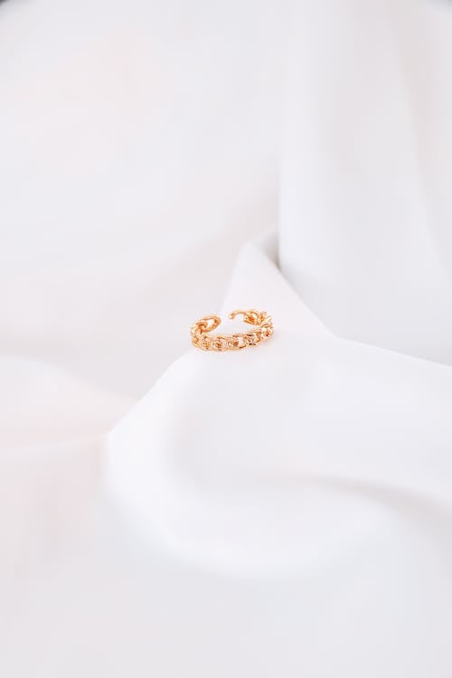 Golden Ring on White Background 