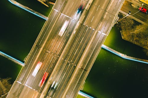 十字路口, 城市的燈光, 夜背景 的 免费素材图片