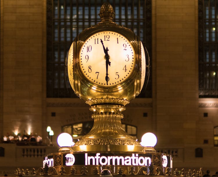 Gold Station Clock At 11:30