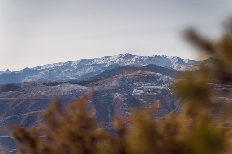 View Of A Mountain Range In Winter